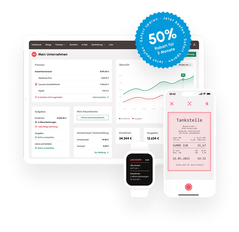 Screenshot: Dashboard „Mein Unternehmen" von Lexware Office
