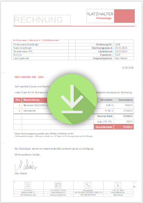 Word Rechnungsvorlage Kleinunternehmer Download