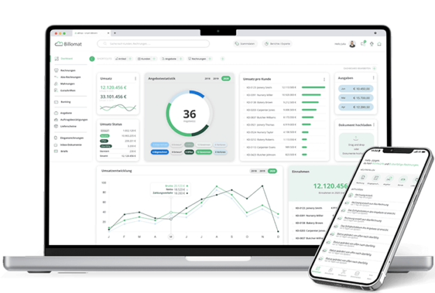 Screenshot: Dashboard von Billomat